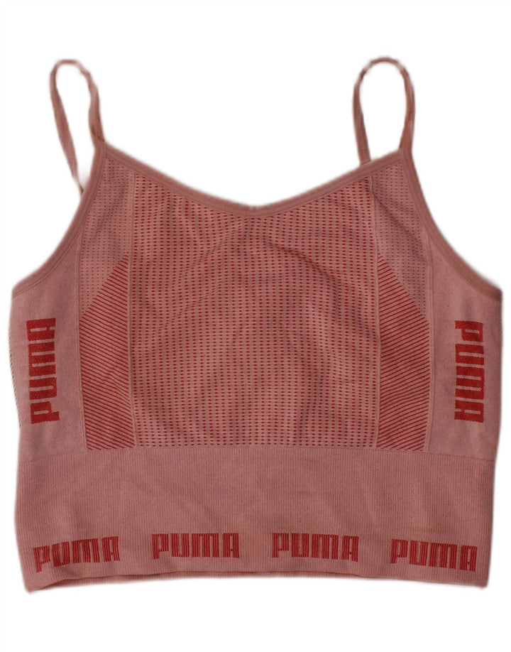 PUMA Womens Graphic Crop Top Small Pink Nylon