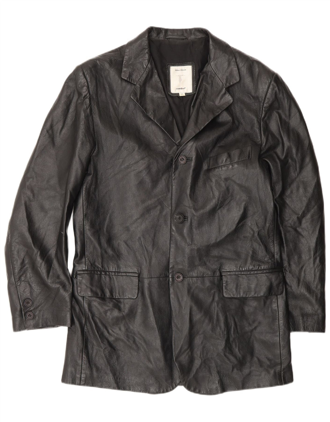 Conbipel Manteau en Cuir Homme IT 46 Petit Cuir Noir