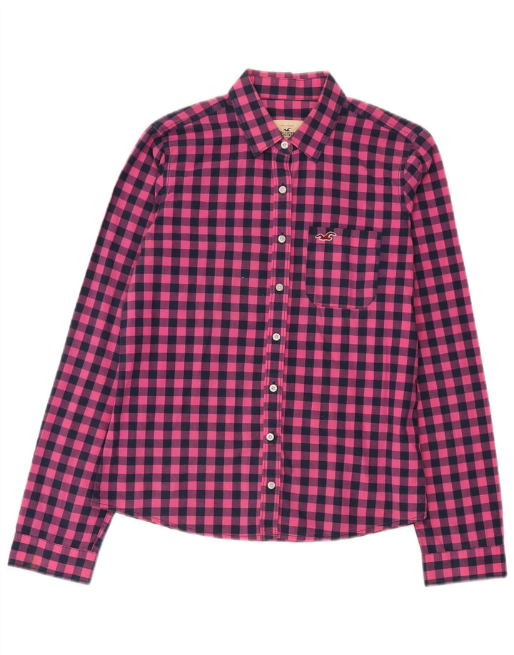 Hollister Chemise Femme UK 14 Coton Vichy Rose Moyen