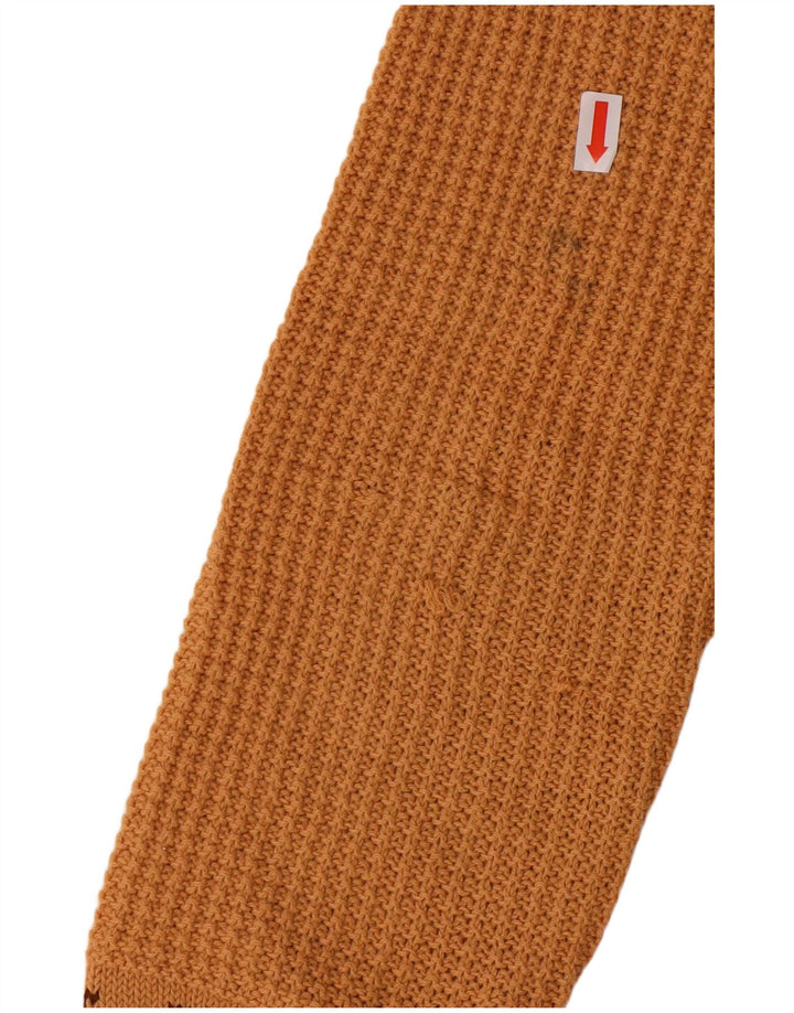 VINTAGE Femme Col V Pull Pull UK 10 Petit Marron Géométrique