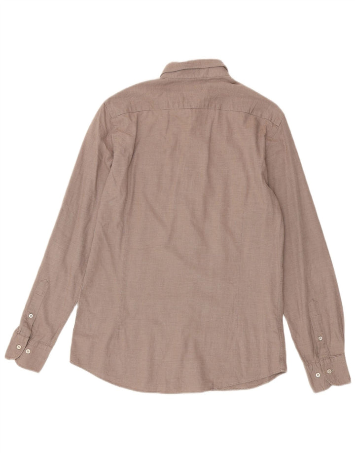 Massimo Dutti Chemise Homme En Coton À Fines Rayures Marron Moyen