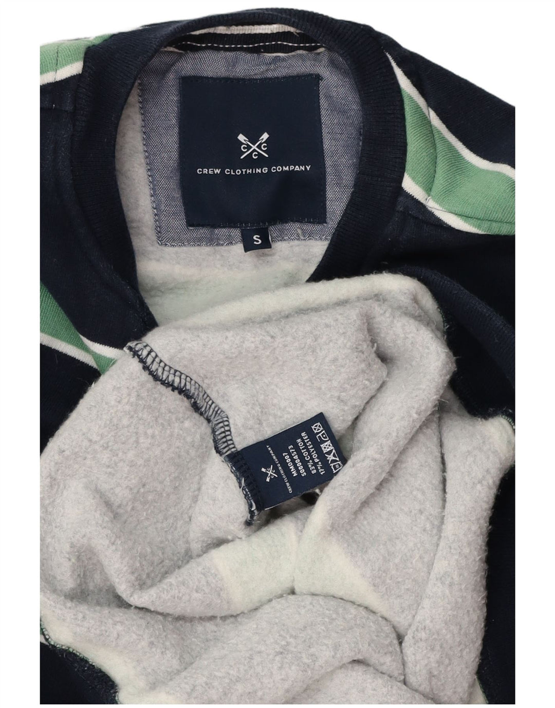 Crew Clothing Sweat-shirt pour homme en coton rayé bleu marine