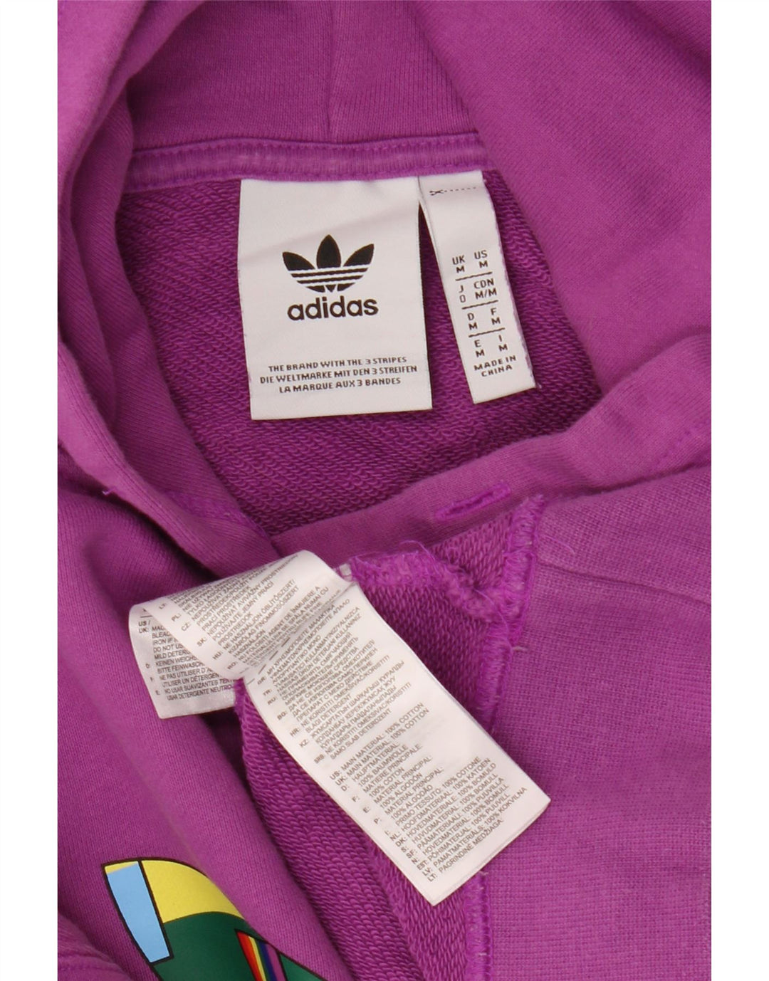 Adidas Pull à capuche graphique surdimensionné pour homme en coton violet moyen