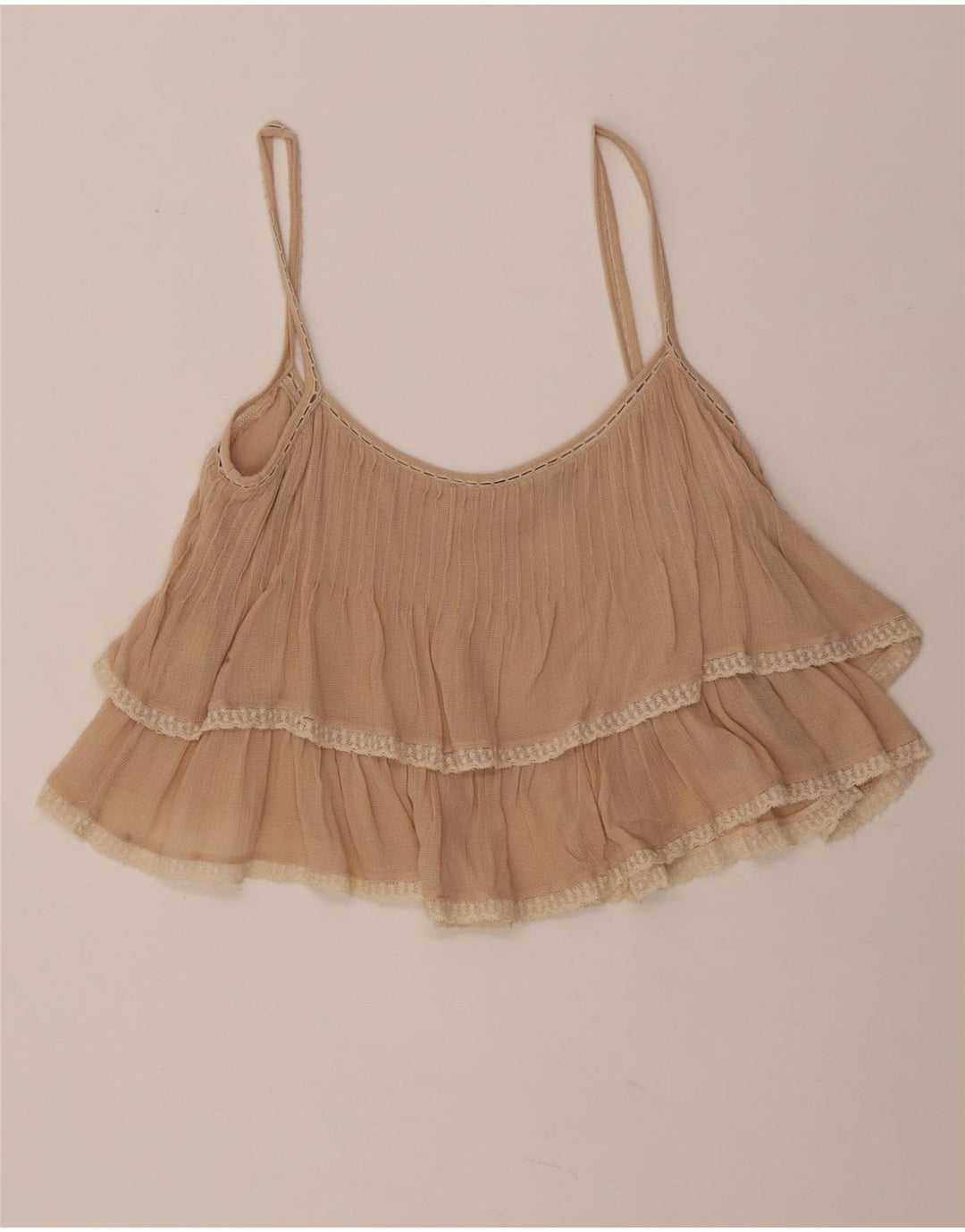 ZARA Womens Crop Cami Top UK 12 Medium Beige Viscose