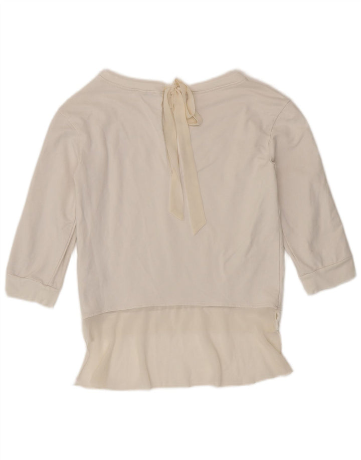 Liu Jo Sweat-shirt à manches 3/4 pour femme IT 40 Small Blanc Coton
