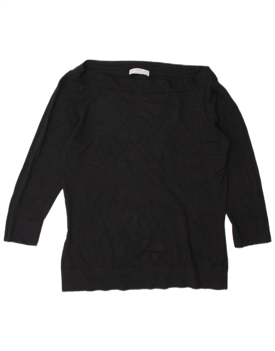 Marks & Spencer Haut à cils pour femme à manches 3/4 UK 10 Small Noir Viscose
