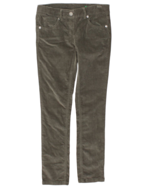 Benetton Pantalon Slim en Velours Côtelé Fille 8-9 Ans Large W26 L26 Gris Coton