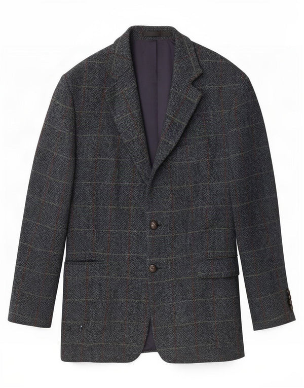 Marks & Spencer Veste blazer Harris Tweed pour homme UK 42 Grand carreaux bleus