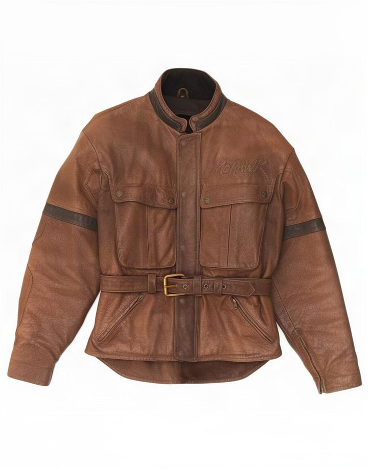 Mohawk Veste de course en cuir graphique pour homme UK 38 Marron moyen