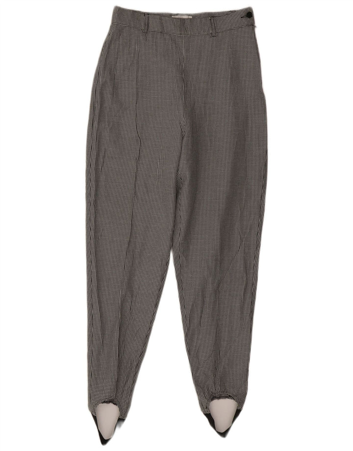 Benetton Pantalon Casual Femme IT 44 Medium W28 L30 Pied-de-Poule Noir