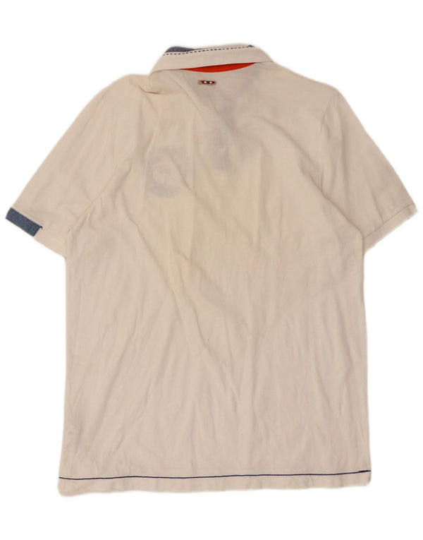 Napapijri Polo Graphique Homme Large Blanc Colorblock Coton