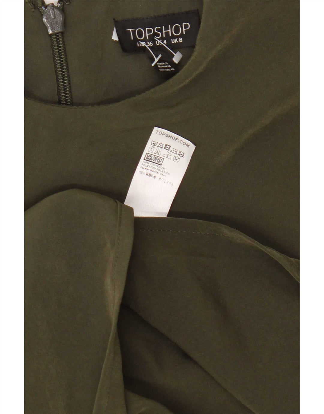 Topshop Robe Maxi Femme UK 8 Petit Vert Polyester