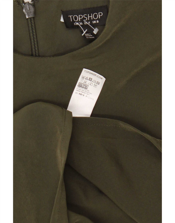 Topshop Robe Maxi Femme UK 8 Petit Vert Polyester