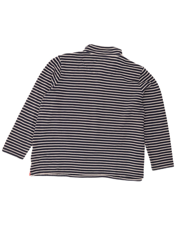 Joules Femme Zip Neck Sweatshirt Jumper UK 18 XL Bleu Marine Rayé Coton