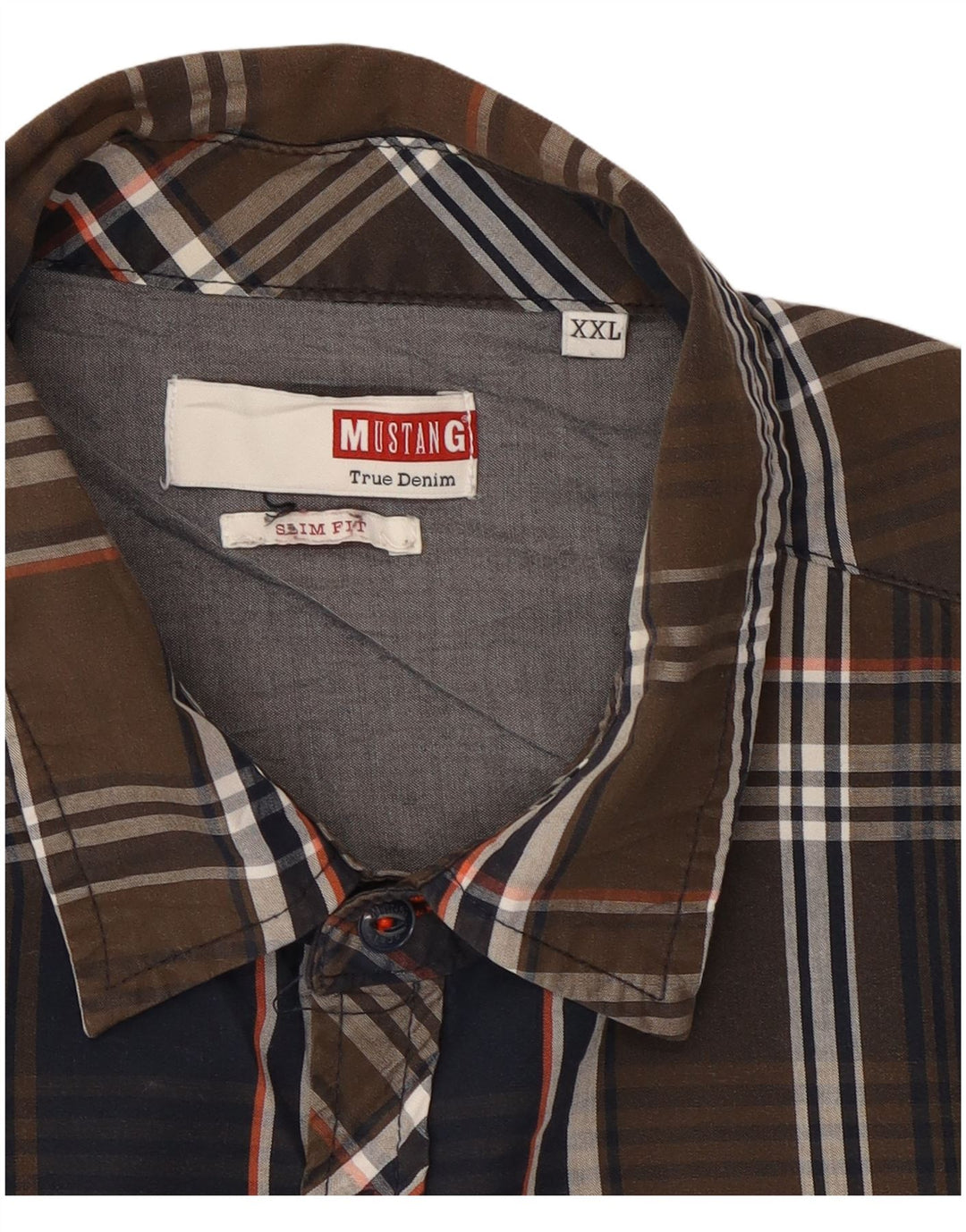 Mustang Chemise cintrée pour homme 2XL en coton à carreaux marron