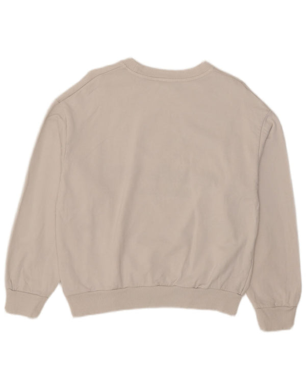 Zara Womens Graphic Sweat-shirt surdimensionné UK 10 Petit coton blanc