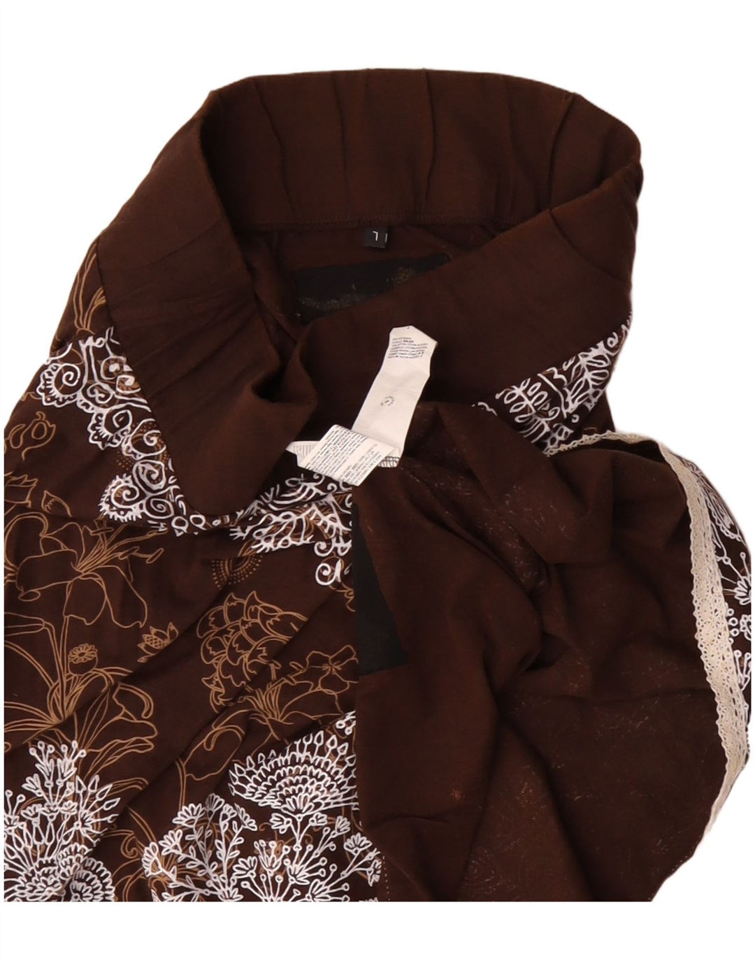 DESIGUAL Jupe trapèze taille haute pour femme Large W30 en coton floral marron