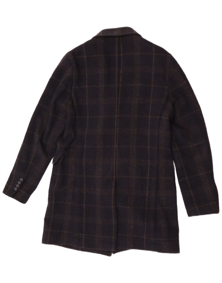 Enrico Coveri Manteau Double Boutonnage Homme IT 50 Grand Laine À Carreaux Bleu Marine