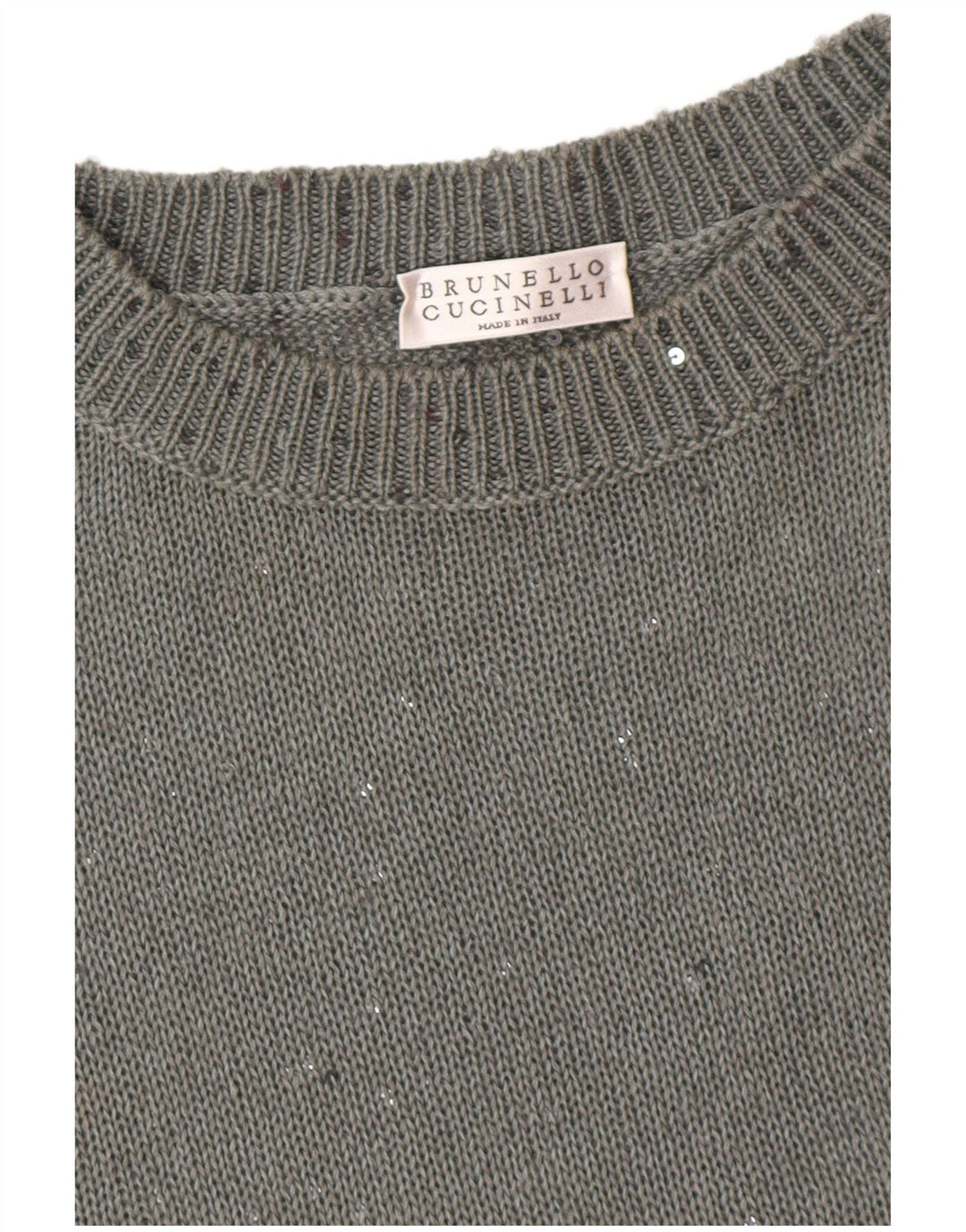 BRUNELLO CUCINELLI Pull à col rond pour femme UK 12 Gris moyen