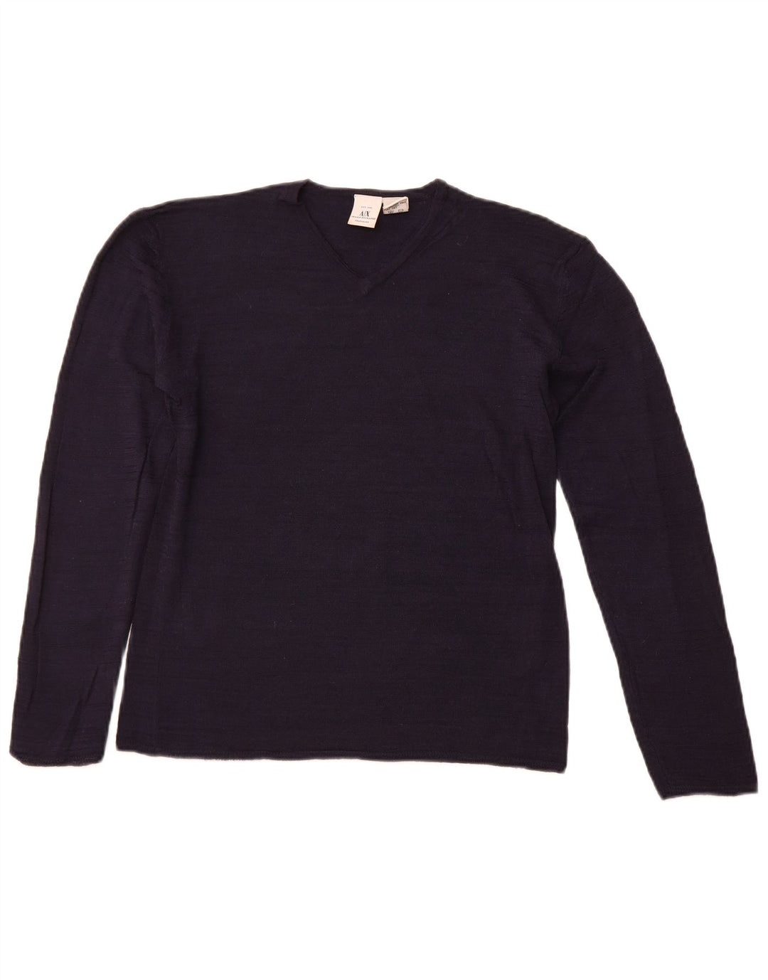 ARMANI EXCHANGE Pull col en V pour femme UK 12 Bleu marine moyen