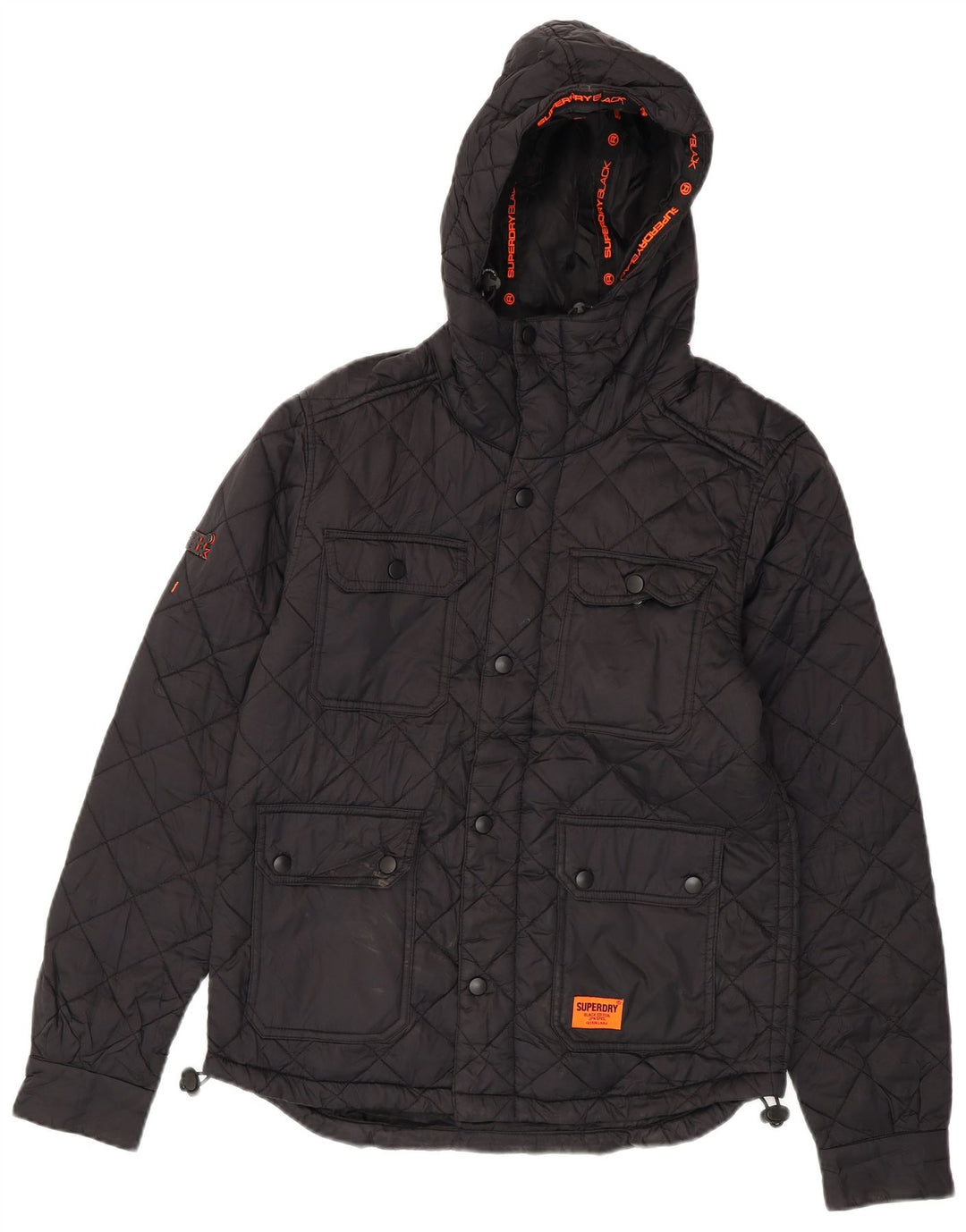 SUPERDRY Veste matelassée à capuche pour hommes UK 36 Small Black Nylon