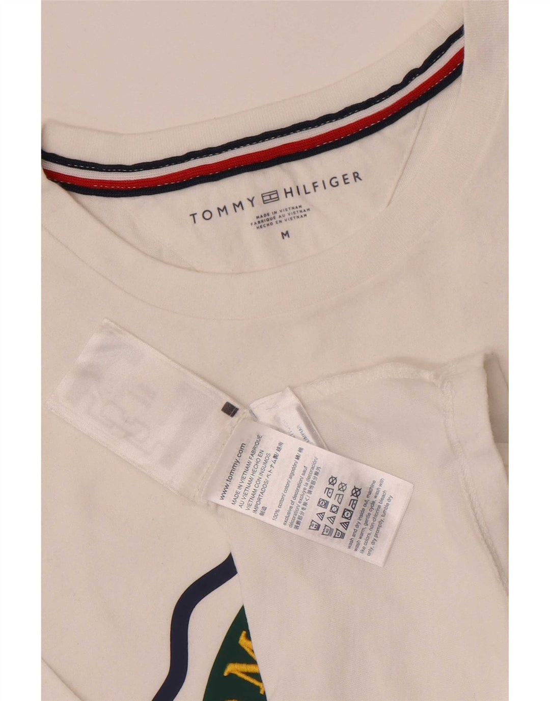 Tommy Hilfiger T-Shirt Graphique Homme Blanc Moyen Coton