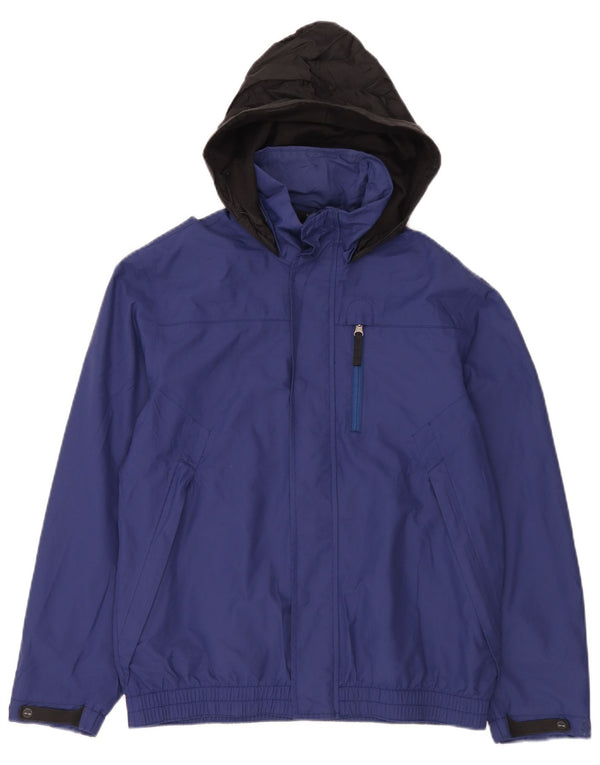 Timberland Veste coupe-vent à capuche pour homme UK 36 Small Bleu Colorblock
