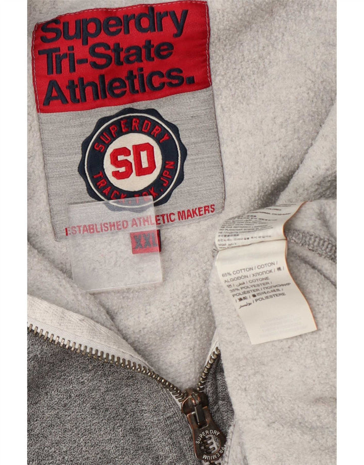 Superdry Veste de survêtement graphique pour homme 2XL Gris Colorblock Coton