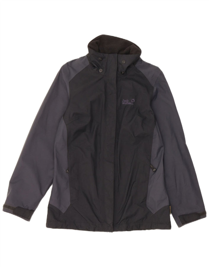 Jack Wolfskin Veste de pluie pour femme UK 8 Small Noir Colourblock