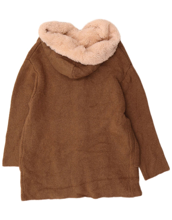 ZARA Cardigan surdimensionné à capuche pour femme UK 14 Marron moyen