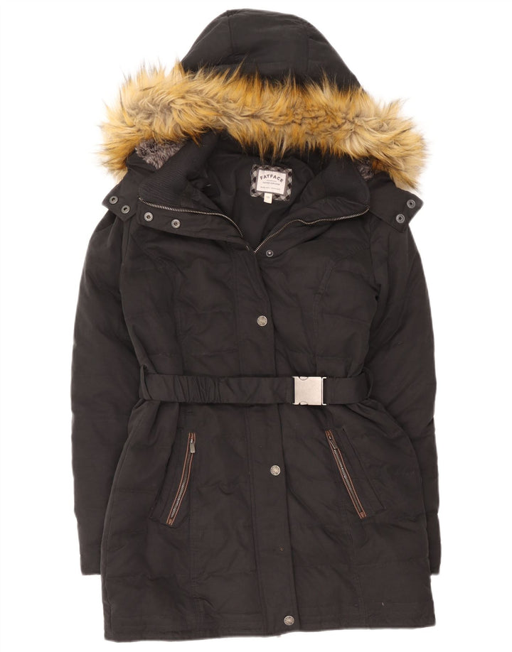 Fat Face Manteau rembourré à capuche pour femme UK 10 Petit Noir Polyester