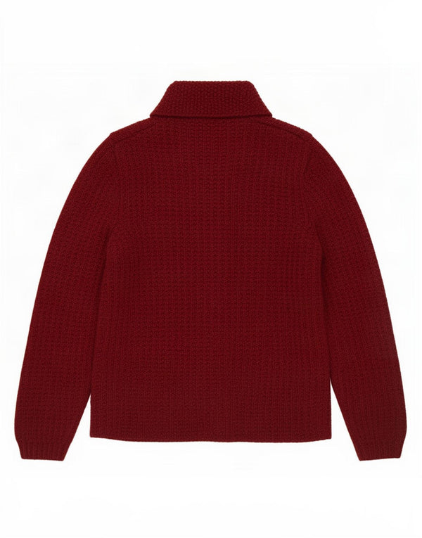 vintage Femme Cardigan Pull UK 14 Moyen Bourgogne