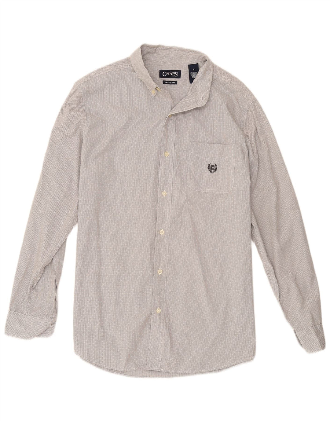 Chaps Mens Easy Care Shirt Medium Grey Geometric Cotton