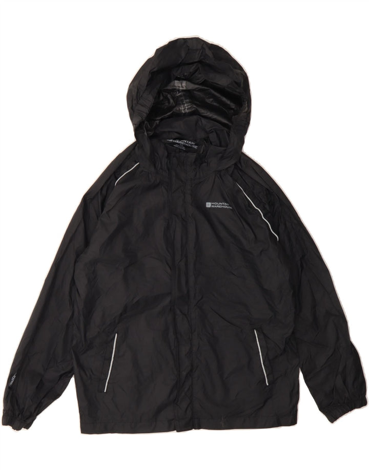 MOUNTAIN WAREHOUSE Boys Hooded Rain Jacket 11-12 Years Black Nylon Vintage Mountain Warehouse and Second-Hand Mountain Warehouse from Messina Hembry 