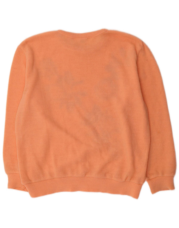 vintage Femme Graphique Col Bateau Pull Pull Royaume-Uni 18/20 XL Orange Floral