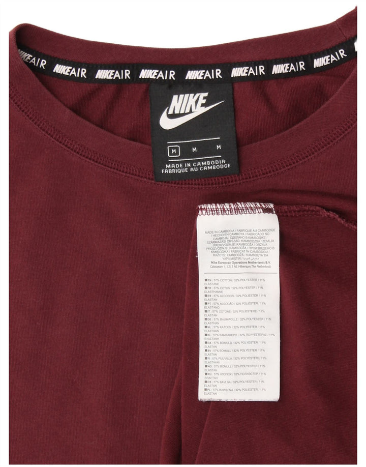 Nike Haut à manches longues Air Graphic pour femme UK 14 Coton bordeaux moyen