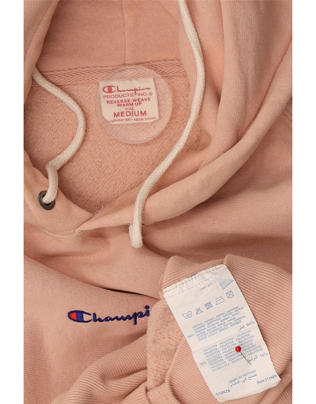 Champion Pull à capuche pour homme en coton rose moyen