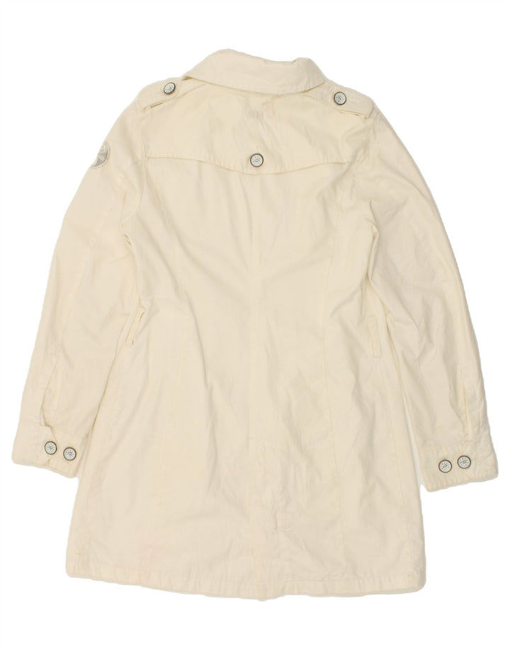 NAPAPIJRI Womens Double Breasted Coat UK 14 Large Off White Cotton Vintage Napapijri and Second-Hand Napapijri from Messina Hembry 
