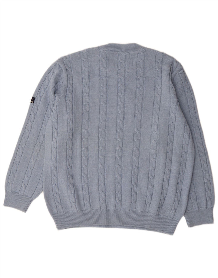 Navigare Pull col rond homme en laine mérinos bleu moyen