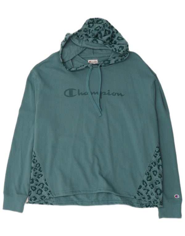 Champion Pull à capuche graphique pour femme UK 16 Grand imprimé animal bleu