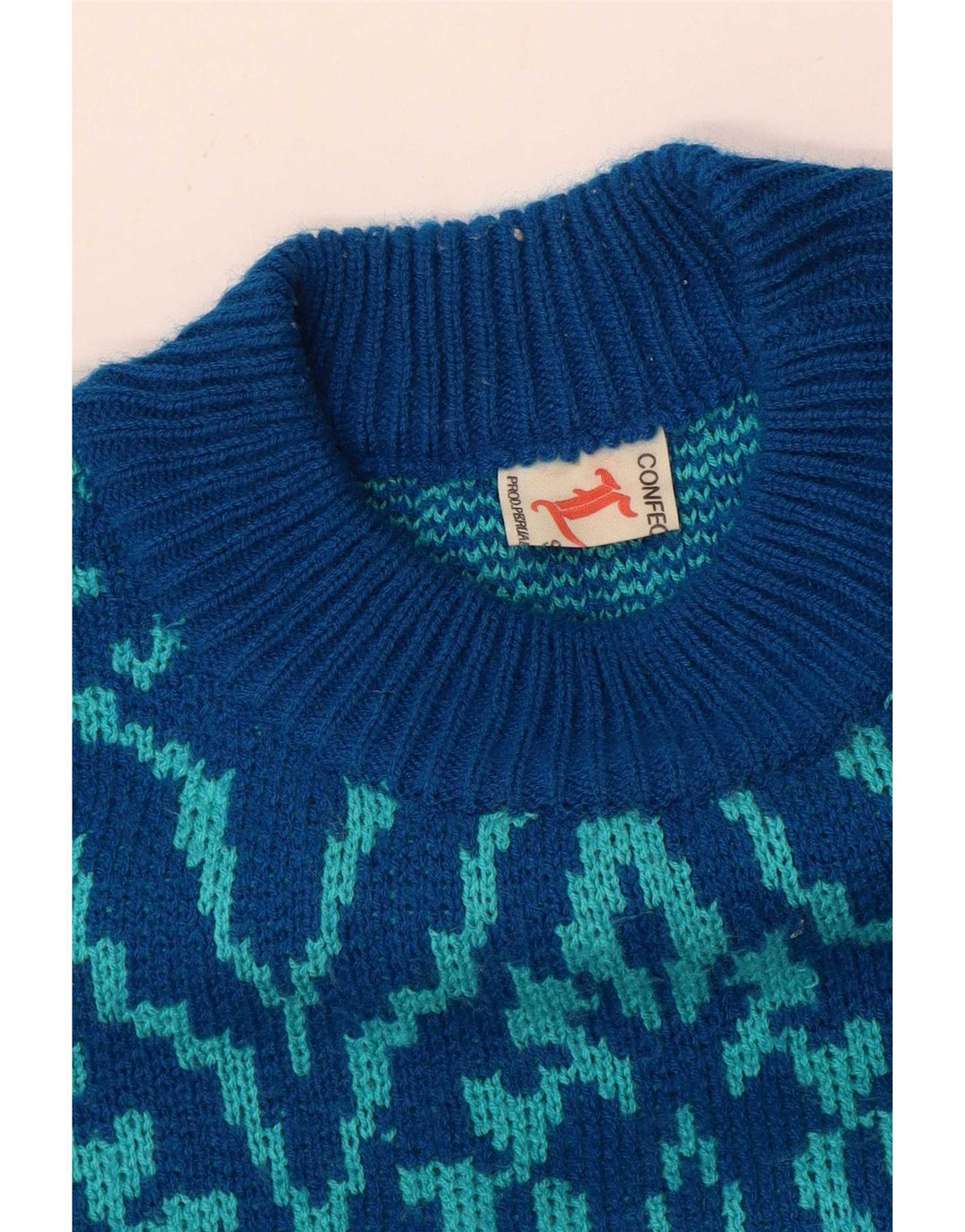 vintage Mens Crew Neck Jumper Pull Moyen Bleu Paisley