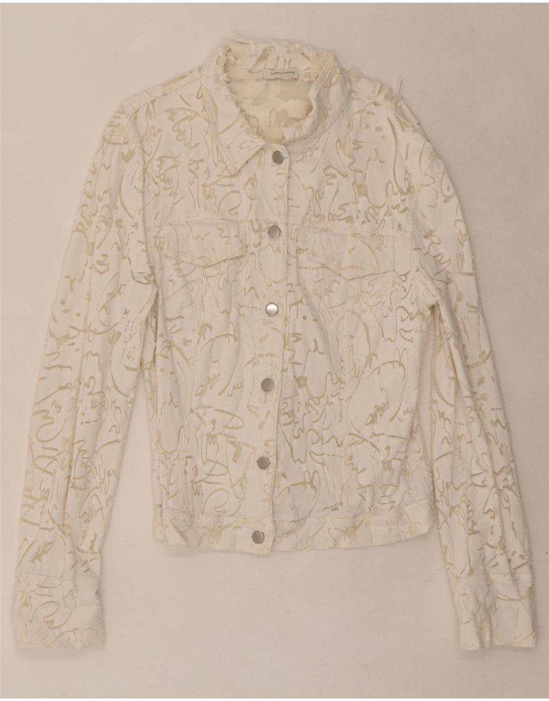 Cristina Gavioli Veste bomber à motif abstrait pour femme UK 14 Blanc moyen