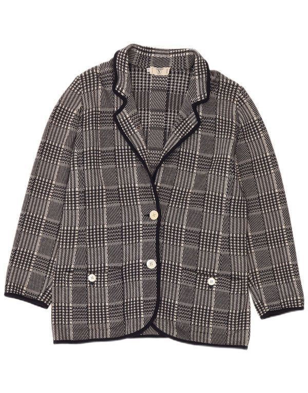 VALENTINO Femme Veste Blazer Miss V IT 48 XL Bleu Marine Pied-de-Poule