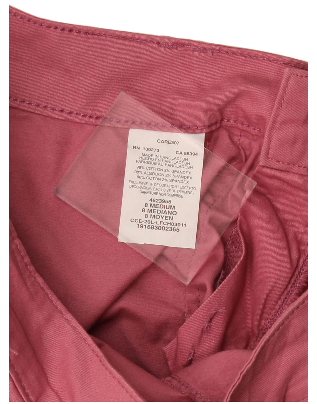 LEE Short chino taille moyenne pour femme, coupe régulière, US 8, moyen W30, coton rose
