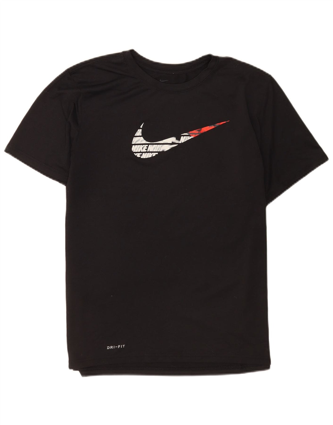Nike Womens Dri Fit Regular Graphic T-Shirt Top UK 16 Large Noir Polyester