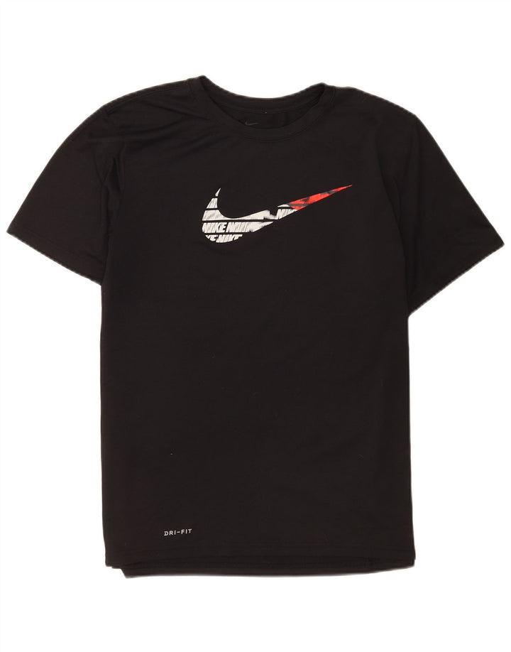 Nike Womens Dri Fit Regular Graphic T-Shirt Top UK 16 Large Noir Polyester