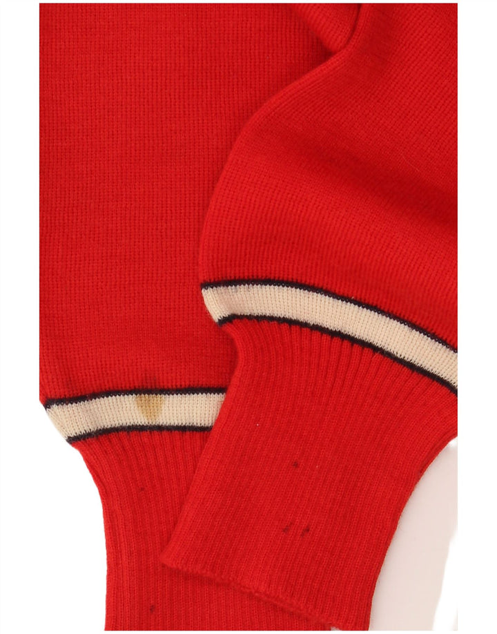 vintage Womens Crew Neck Jumper Pull IT 54 3XL Rouge Rayé