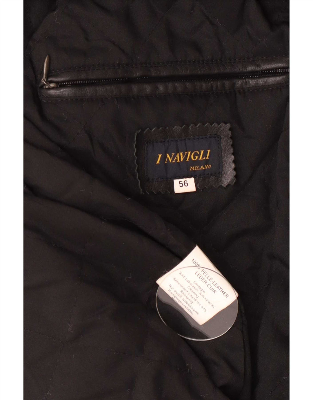 I NAVIGLI Veste en Cuir Homme IT 56 3XL Noir