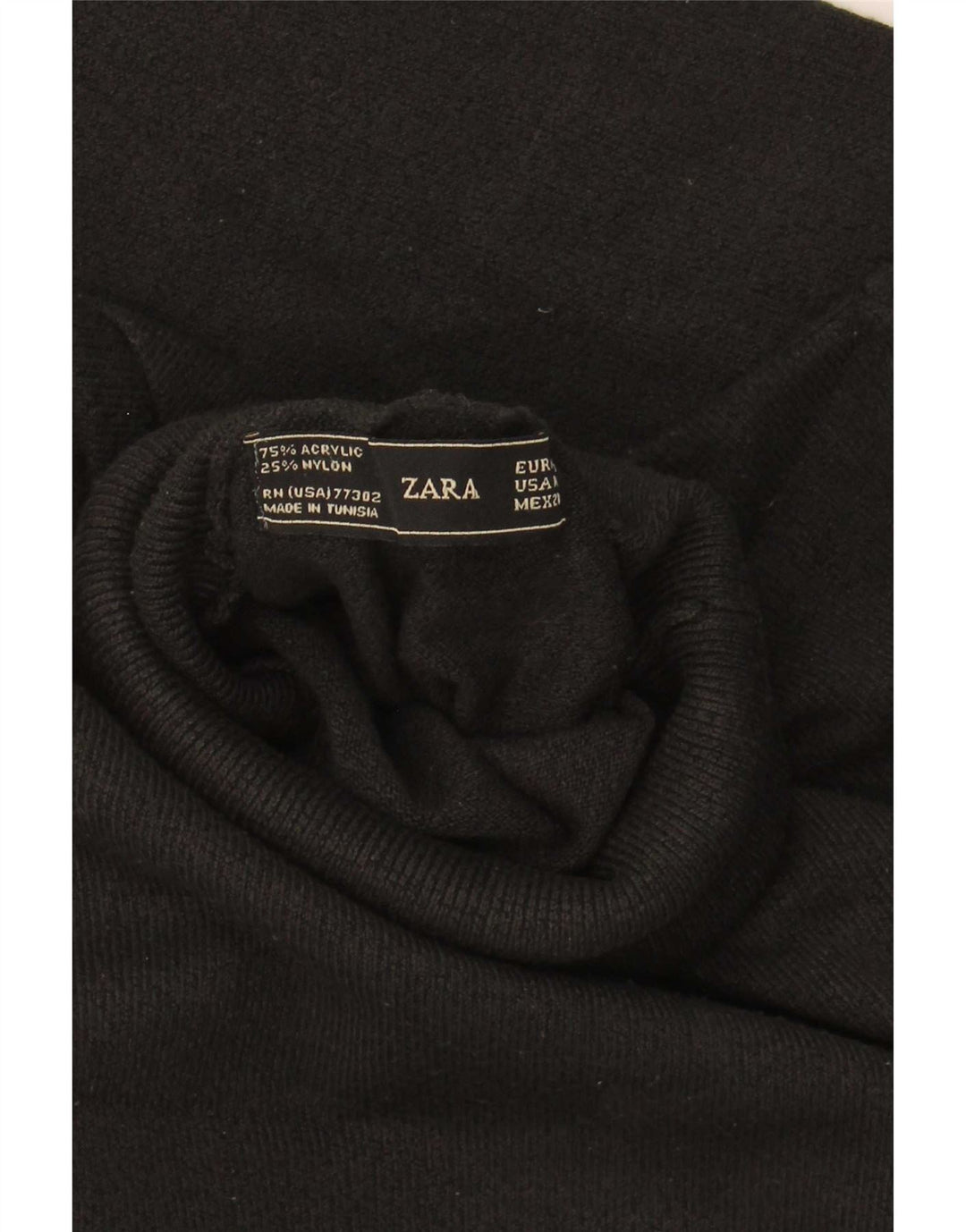 Zara Pull col roulé pour femme UK 12 Acrylique noir moyen