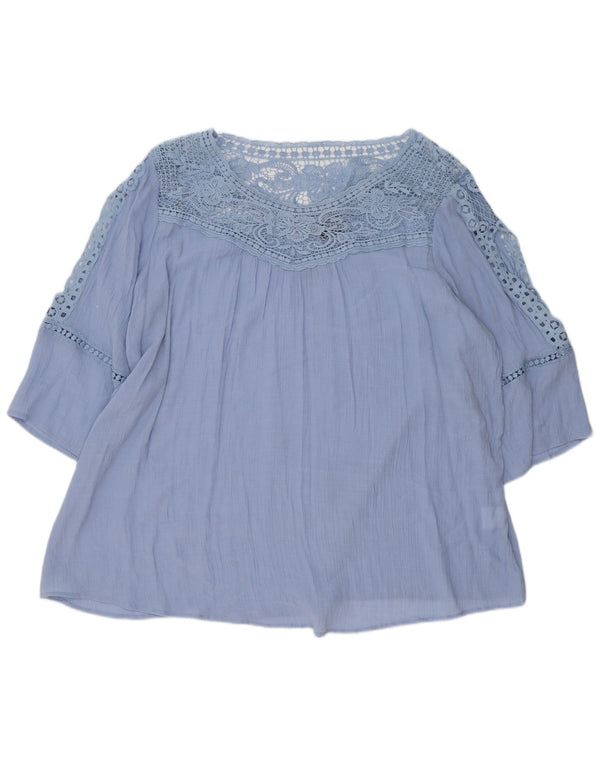 Marks & Spencer Blouse autographe à manches 3/4 pour femme UK 26 5XL Bleu
